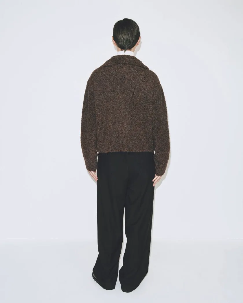 SPREAD COLLAR BOUCLE CARDIGAN