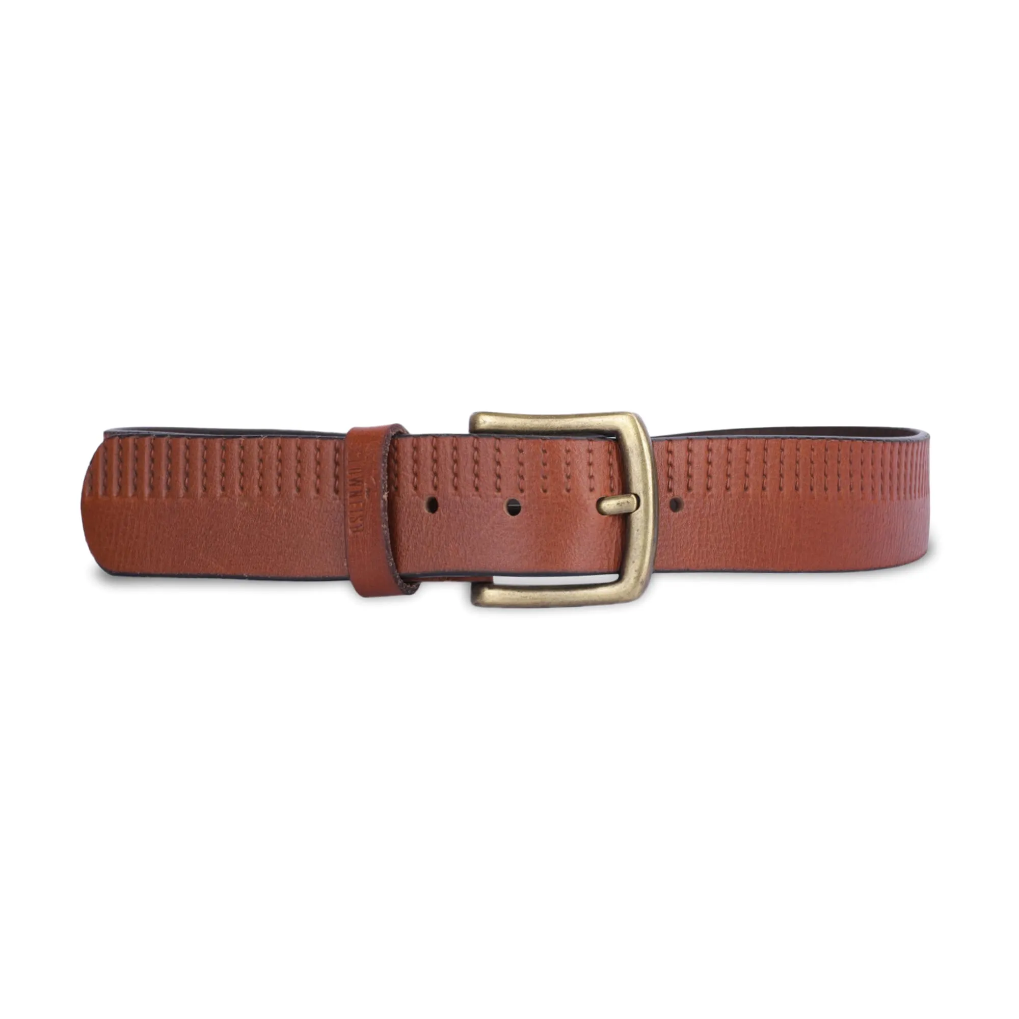 THE CLOWNFISH Men's Genuine Leather Belt with Textured Design - Tan (Size -40 inches)