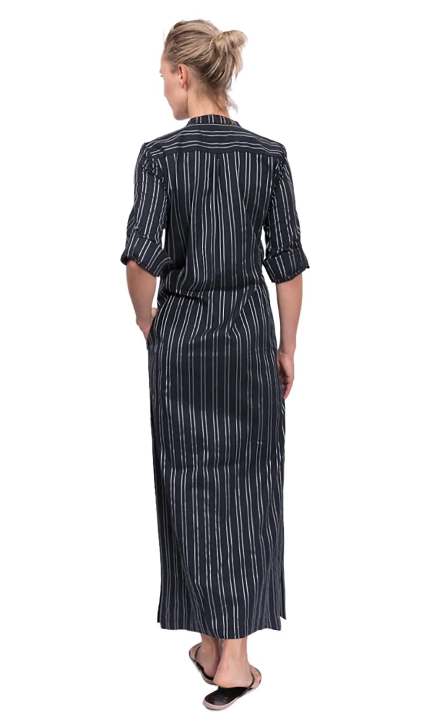 Tracey Caftan - Black Silver Stripe