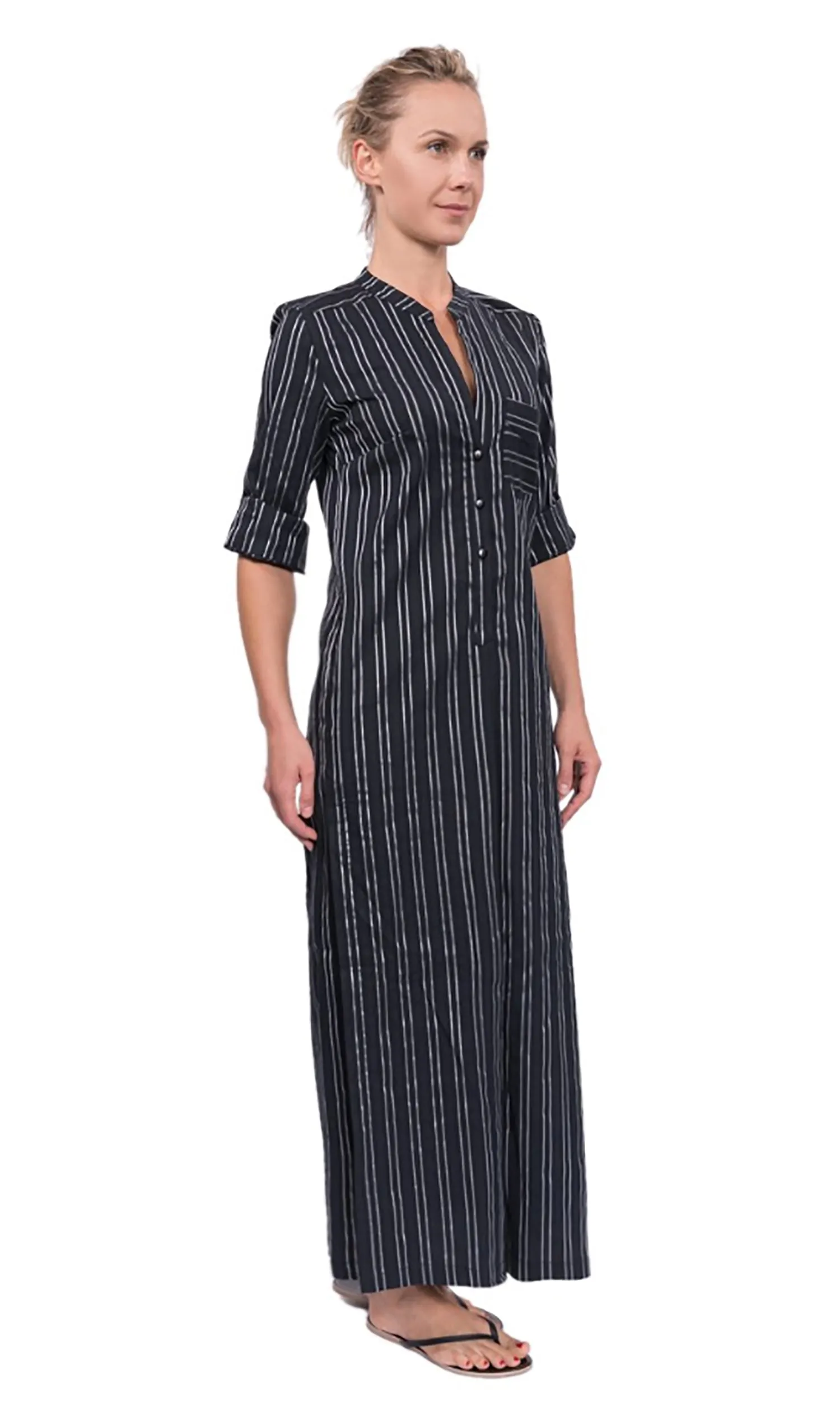 Tracey Caftan - Black Silver Stripe