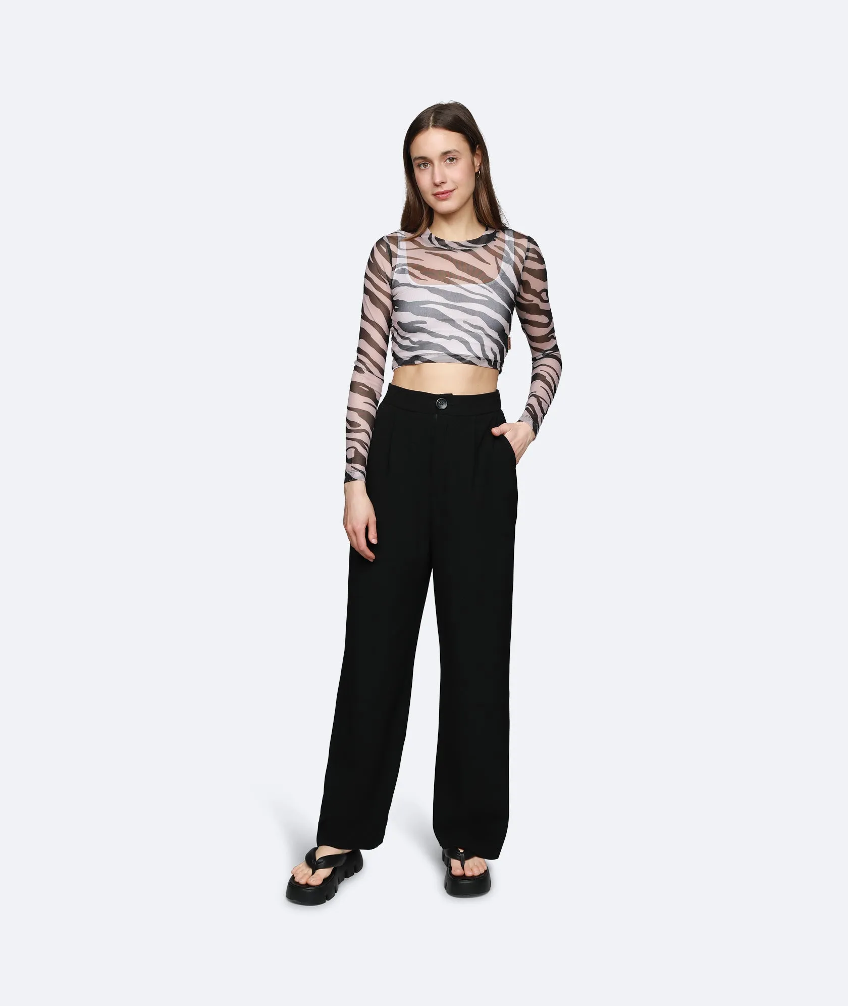 Zebra Mesh Top - Brown/ Black